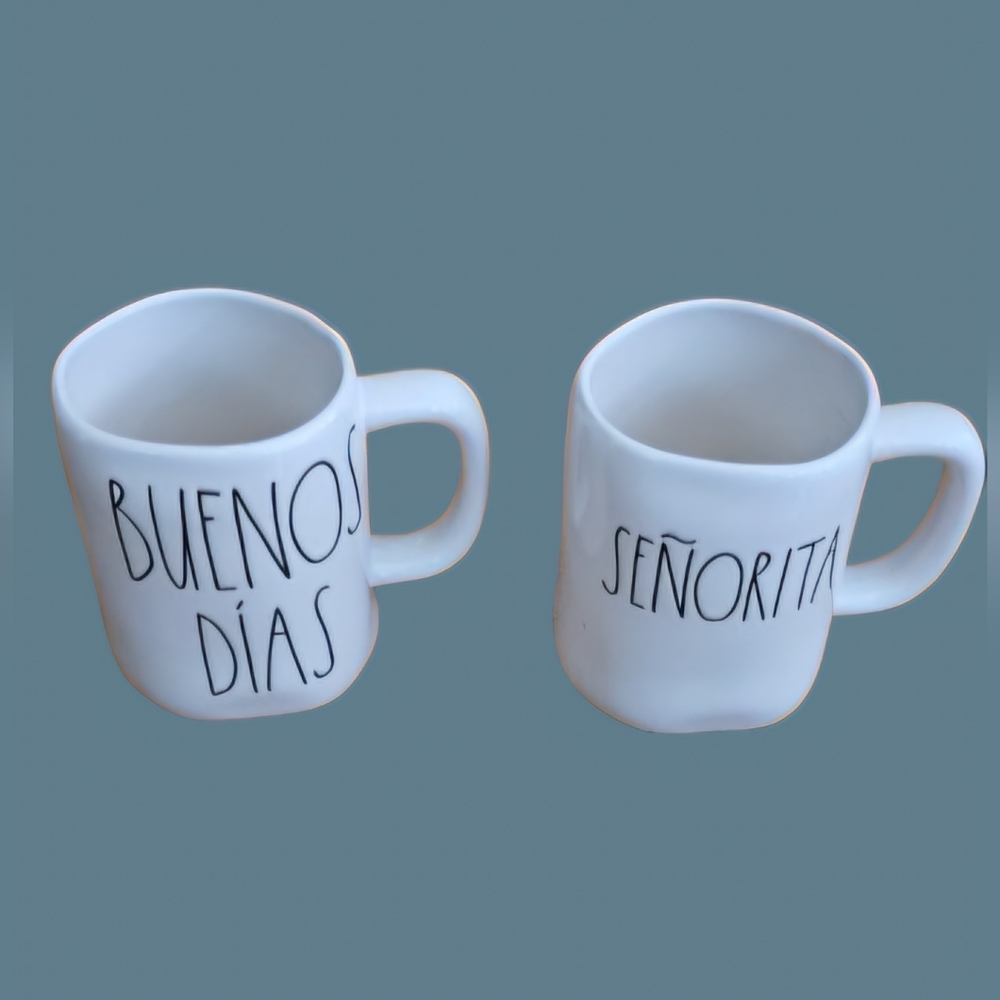 Set of Rae Dunn X Large Mugs Senorita & Buenos Dias